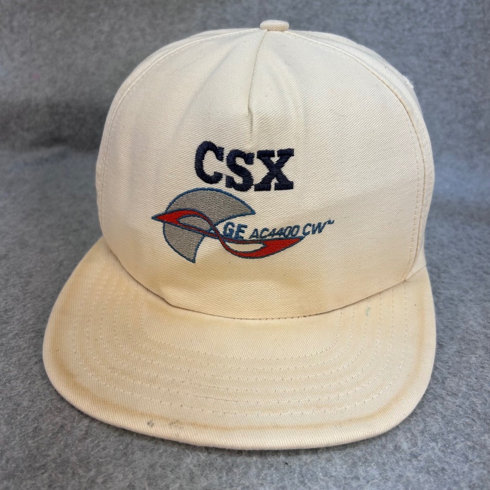 CSX GE AC4400CW Mens Cream Unbranded Snapback Hat Railroad Train USA OSFA